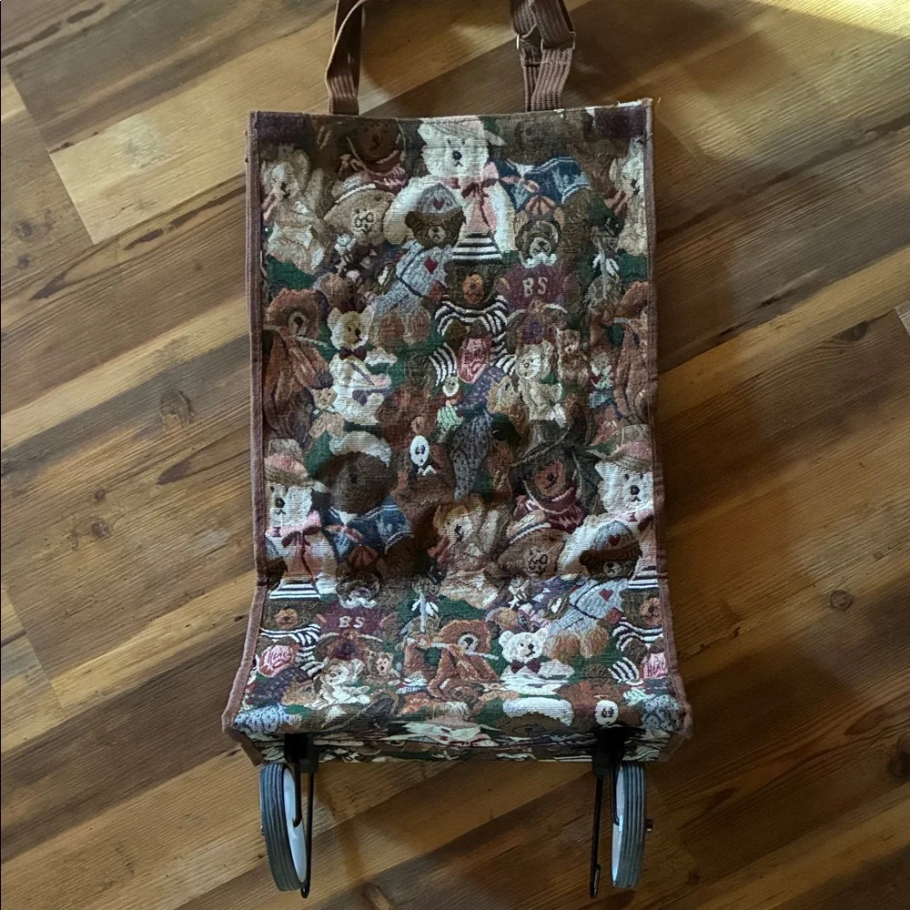 Tapestry Roller Bag Tote with Bear Design